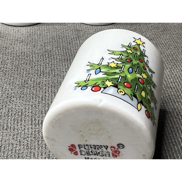 Vtg Taper Candle Holders Mini Christmas Trees Funny Design West Germany Lot of 5 - Picture 4 of 11